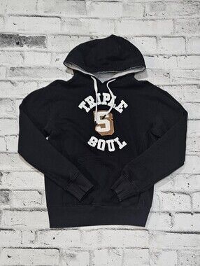 Triple Five Soul Graphic Pullover Hoodie Black Cotton Sweatshirt Size S